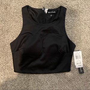 Sequin hearts Black Crop Top